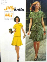 6081 JIFFY KNIT 2 PC SHORTIE FLARE DRESS,BELT PATTERN 16 38''